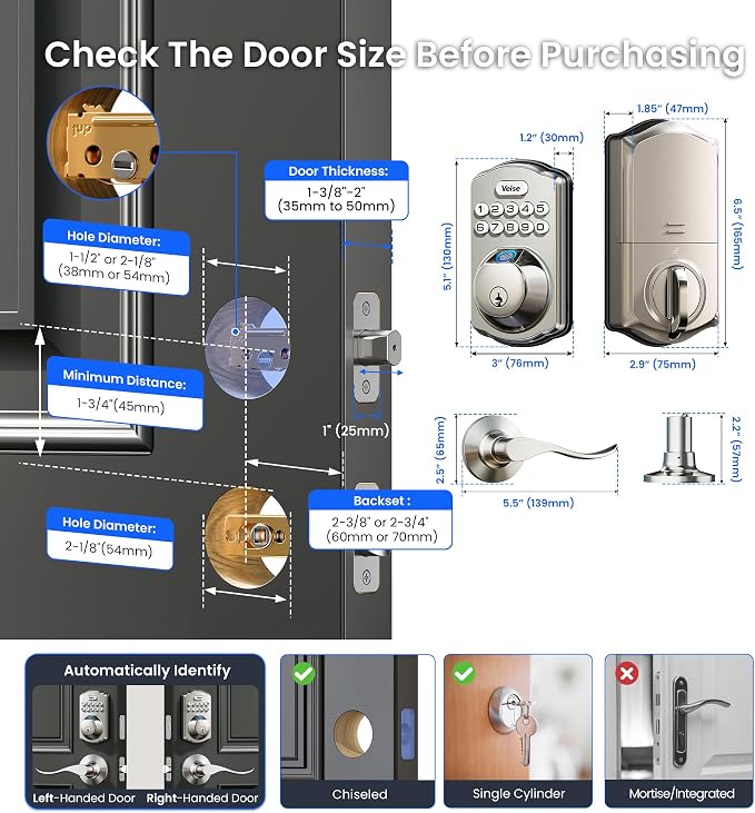 Veise VE012W-B Wi-Fi Fingerprint Smart Lock - Image 9