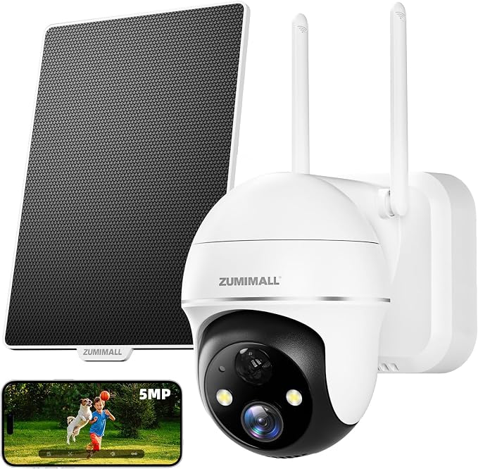 ZUMIMALL 5MP Solar Security Cameras Wireless Outdoor, Solar Powered Cameras by ZUMIMALL