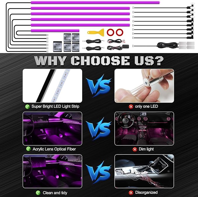 RGB Acrylic Interior Car LED Strip Light - Image 5