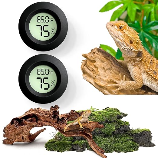 Vodolo 2PCS Reptile Thermometer and Humidity Gauge, Digital Adhesive Reptile by Vodolo