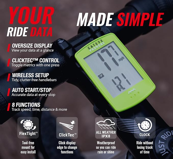 CATEYE Padrone Wireless Bike Computer – Oversized Display Cyclocomputer - Image 3