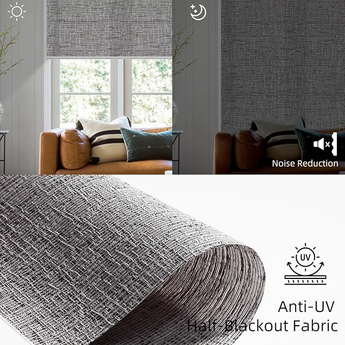 SmartWings 70% Light Filtering Motorized Roller Shades Work - Image 3