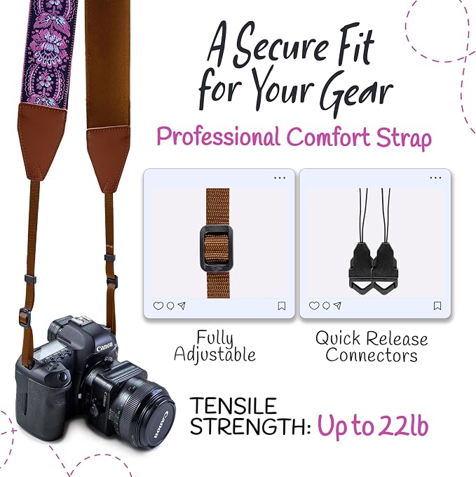 Art Tribute Camera Strap For Photographers Padded Universal Fit Neck Shoulder & - Image 4