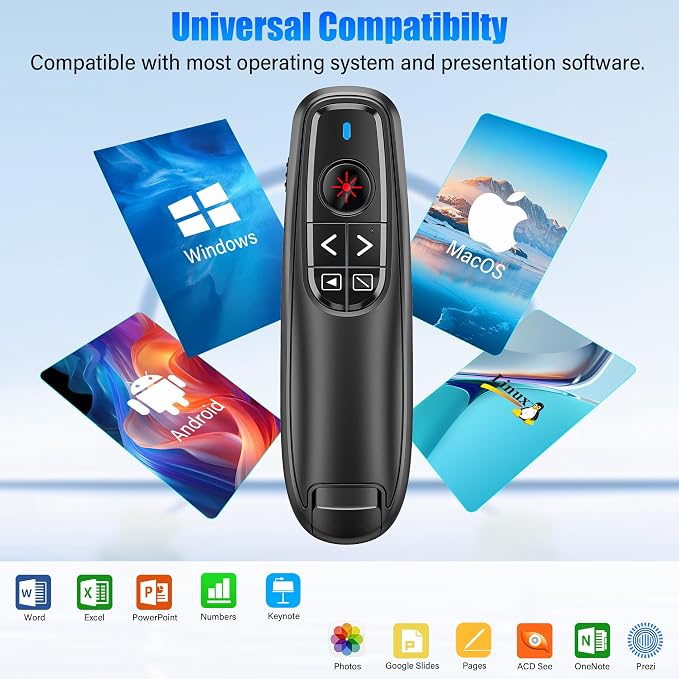 Presentation Clicker Wireless Presenter Remote Clicker, USB C PowerPoint Clicker - Image 3
