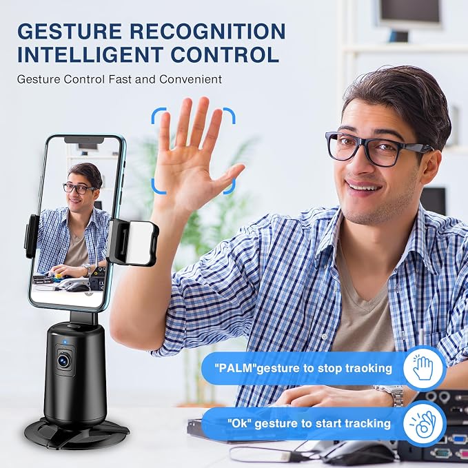 Auto Face Tracking Tripod 360° Rotating Cell Phone Photo and Video Kits Stand - Image 3