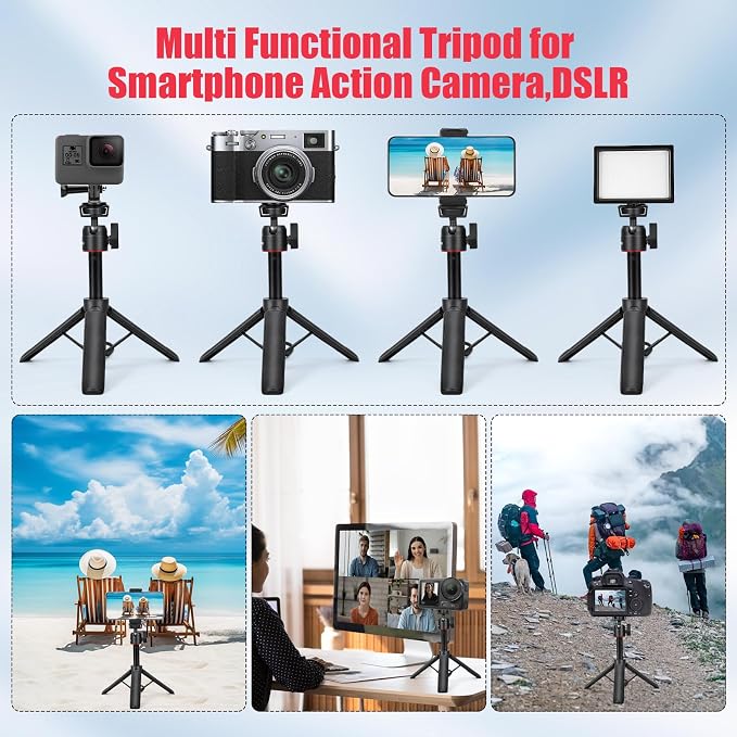 Extendable Mini Tripod, 8-23.6inch Height Adjustable 360 Rotation Ball Head - Image 3