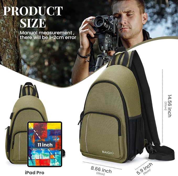BAIGIO Camera Sling Bag Small Camera Backpack - Image 7