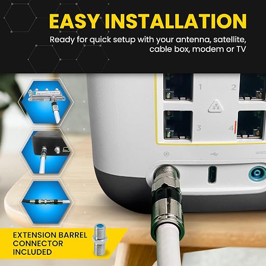 RG6 Coaxial Cable with F Connectors, High Speed Internet and TV Cord - Image 4