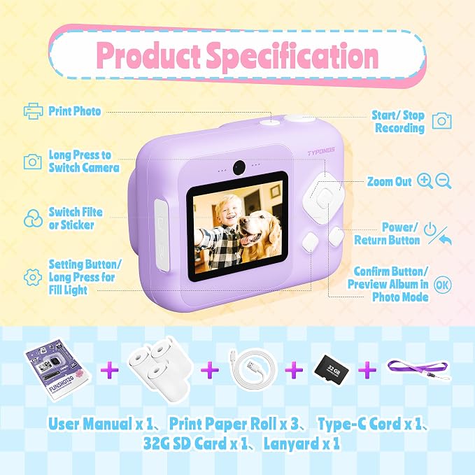 Instant Print Camera for Kids, Christmas Birthday Gifts for Girls Boys Age 3-12 - Image 5