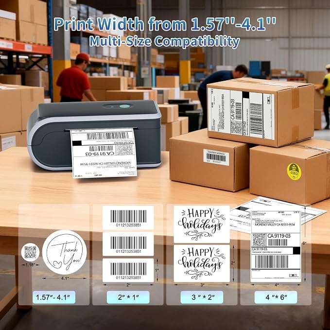 JADENS Battery Powered Thermal Printer, Cordless 4x6 Shipping Label Printer - Image 2