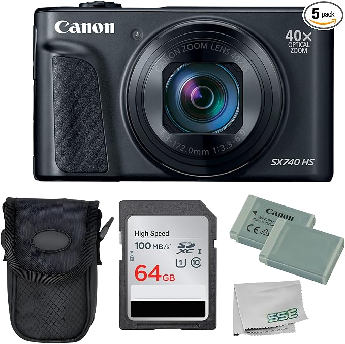 Canon PowerShot SX740 HS Digital Camera 5PC Bundle by Amazon+Renewed