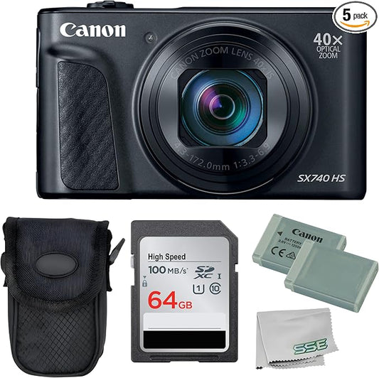 Canon PowerShot SX740 HS Digital Camera 5PC Bundle by Amazon+Renewed