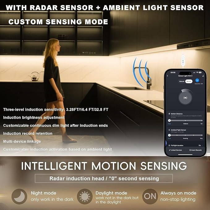 42inch WiFi Night Light Radar Motion Sensor Silicone LED Under Cabinet Lights - Image 4