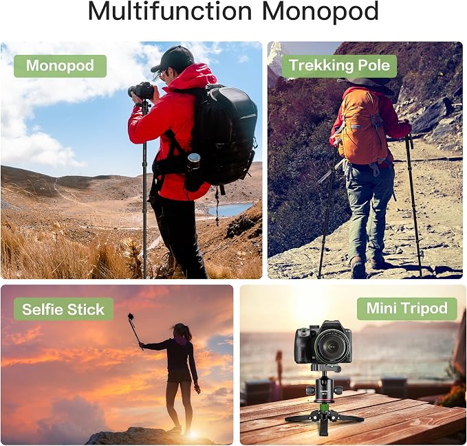 Manbily Camera Monopod with Feet, Aluminum Portable Travel Monopod with - Image 6