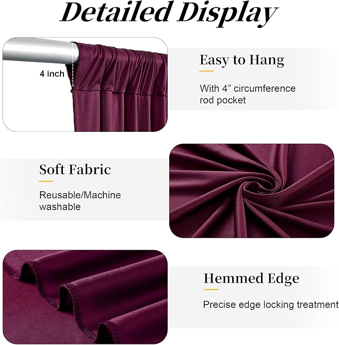 50ft x 12ft Burgundy Backdrop Curtains - Image 4