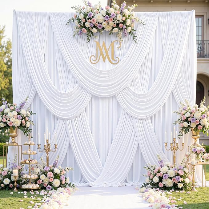 50ft x 15ft White Backdrop Curtains - Image 8