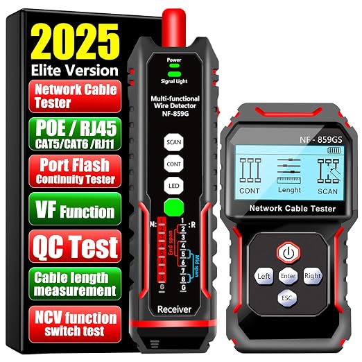 NF-859GS Network Cable Tester POE RJ45 RJ11 CAT5 CAT6 Cable Toner Continuity by ZHOUCENetworkCableTester