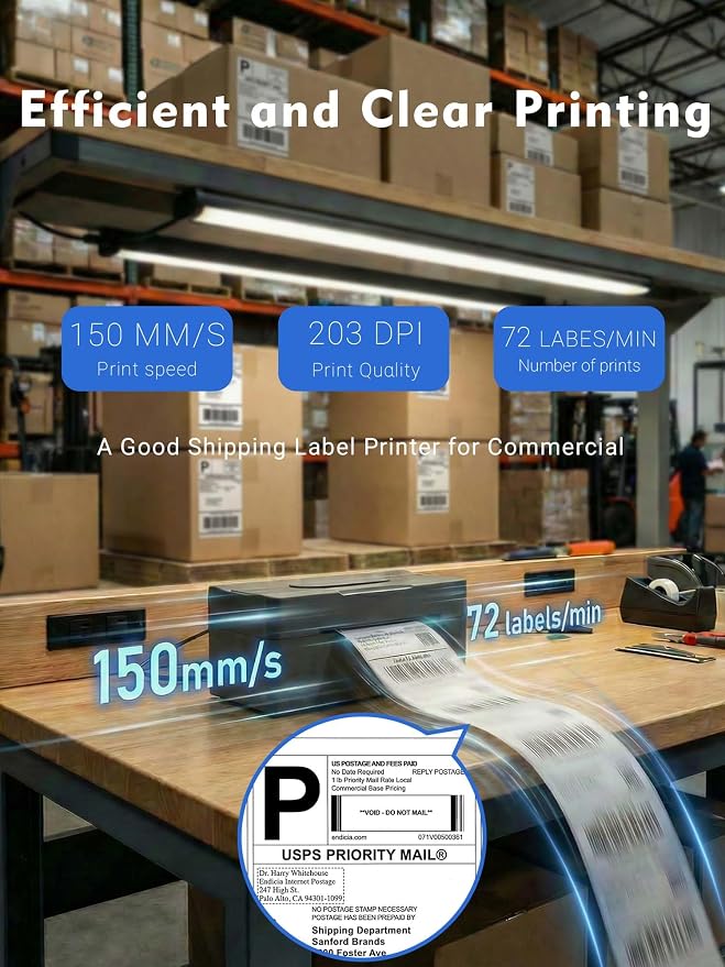 Forc Bluetooth Thermal Shipping Label Printer, 4x6 Wireless Thermal Label - Image 4