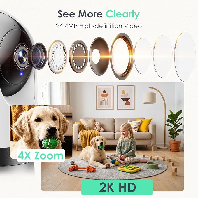 YOTON Indoor Security Camera, 2K 360° WiFi Baby Monitor & Pet Camera - Image 4