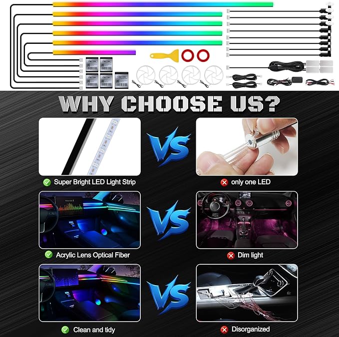 Dreamcolor Acrylic Interior Car LED Strip Light - Image 5