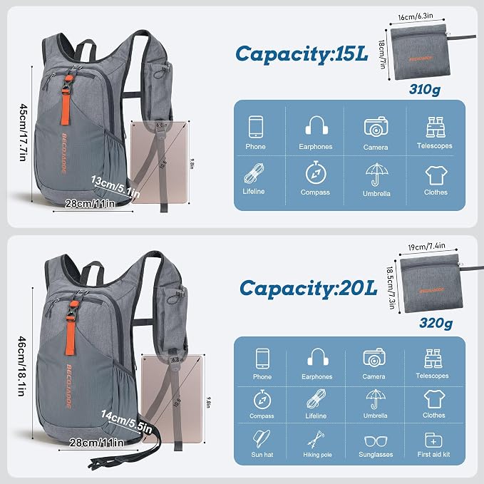 BECOJADDE 20L Small Hiking Backpack - Image 4