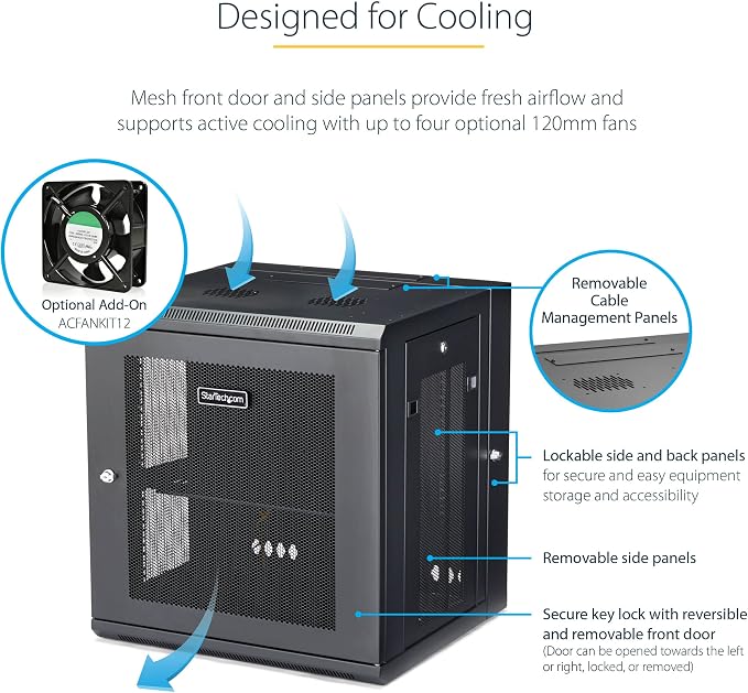 StarTech 4-Post 12U Wall Mount Network Cabinet - Image 3