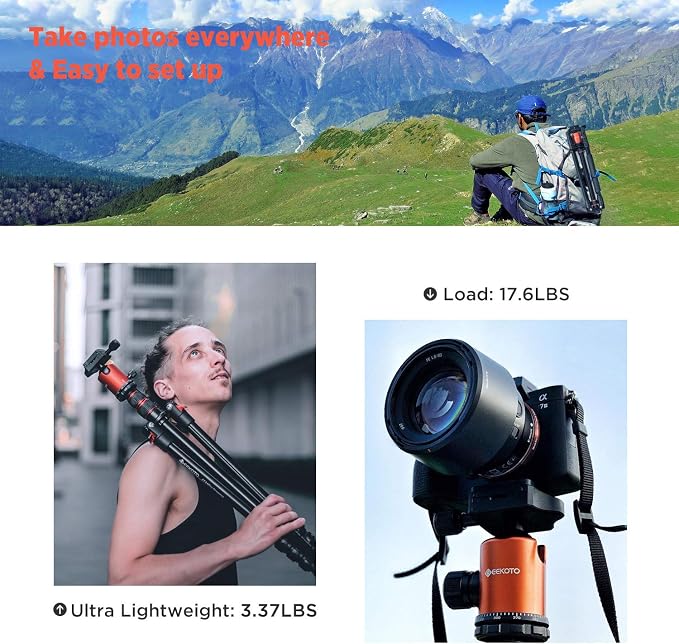 GEEKOTO 77’’ Tripod, Camera Tripod - Image 5