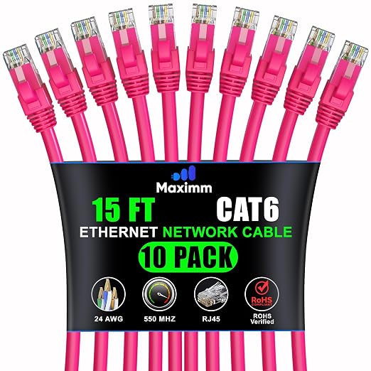 Maximm Cat 6 Ethernet Cable 15 ft by MaximmCable