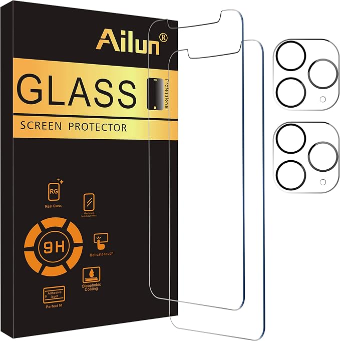 Ailun 2 Pack Screen Protector for iPhone 11 Pro Max + 2 Pack Camera Lens by Ailun