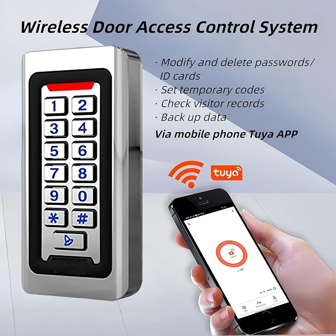 WiFi Smart Garage Door Opener Keypad, IP68 Waterproof Metal Wireless Door - Image 2