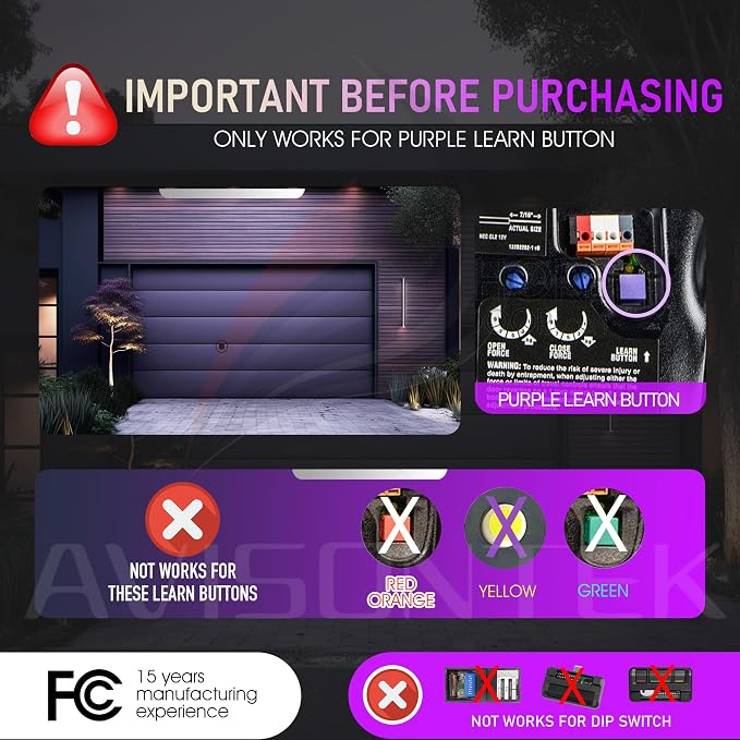 Avisontek 2-Pack for LiftMaster 371LM Garage Door Opener Remote - Image 2