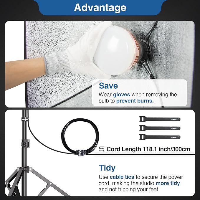 EMART Softbox Lighting Kit, 3000K-6000K 85W LED Bulbs - Image 6