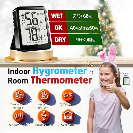 Antonki 2 Pack Room Thermometer Small Hygrometer Indoor Humidity Monitor Sensor - Image 2