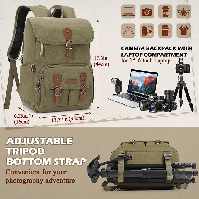 RAINSMORE Camera Bag Backpack for DSLR/SLR Mirrorless 15.6 Inch Laptop Camera - Image 6