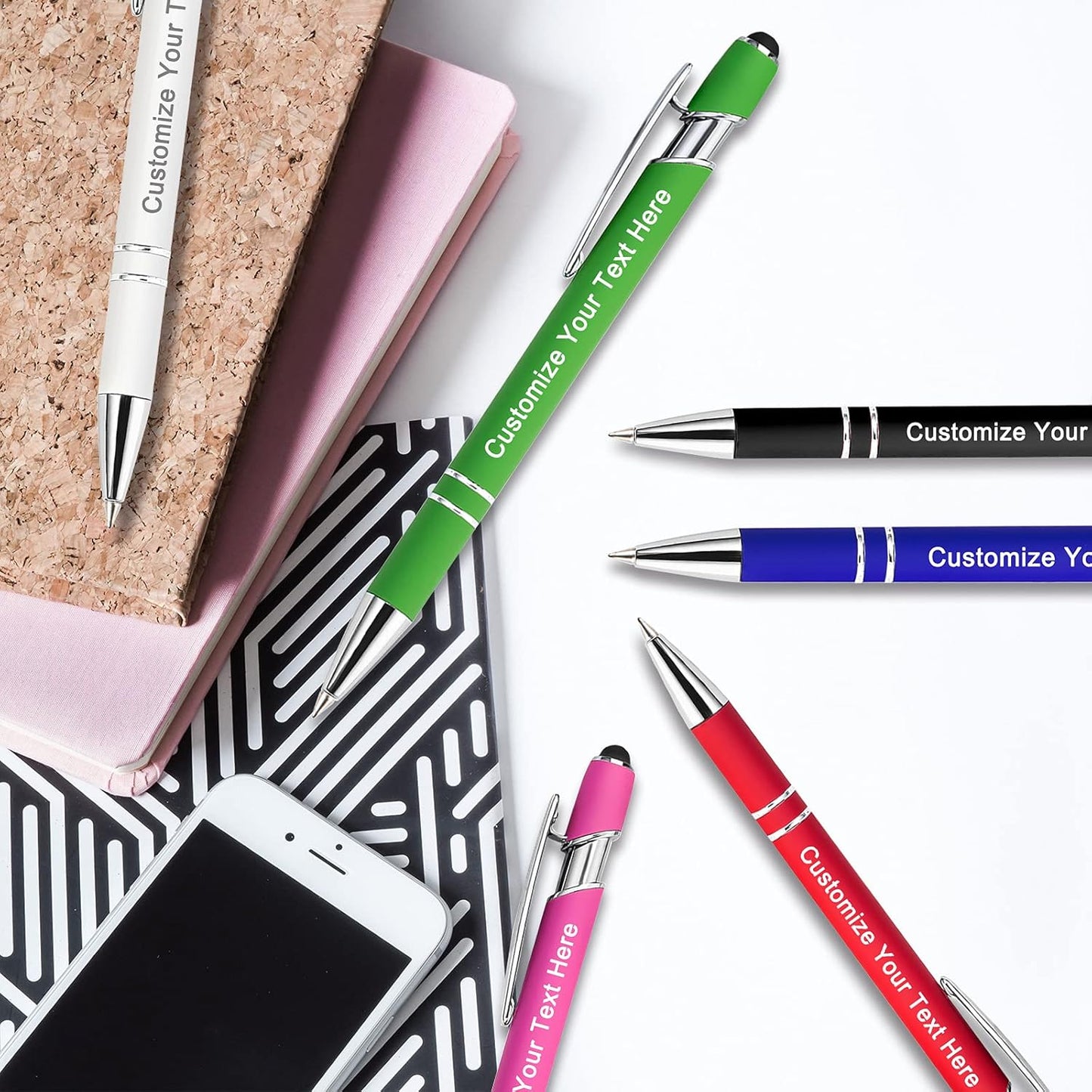 Max 500 Pcs Personalized Pens Bulk, Custom Pens with Free Engraving, Customized Stylus Tip Ballpoint Pen with Your Name Massage Text for School Office Business Graduation Anniversaries-50 Packs