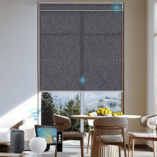 SmartWings Motorized Light Filtering Roller Shades 70% Blackout Work by SmartWings