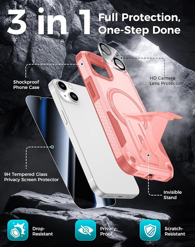 Goton for iPhone 14 Case with Privacy Tempered Glass Screen Protector & Camera - Image 3