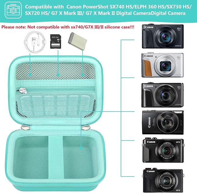 Hard Carrying Case for Canon PowerShot SX740 HS/ELPH 360 HS/ SX730 HS/ SX720 - Image 2