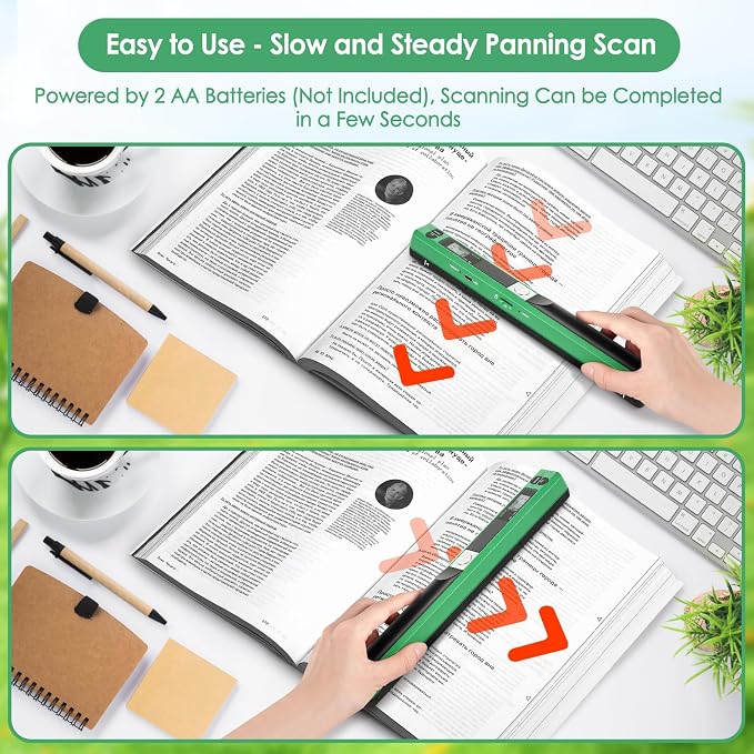Portable Handheld Scanner A4, 900 DPI Document & Photo Scanner Green, Mobile - Image 7