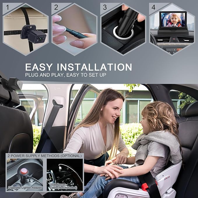 Baby Car Camera for Backseat-HD 720P 4.3 inch Monitor - Image 4