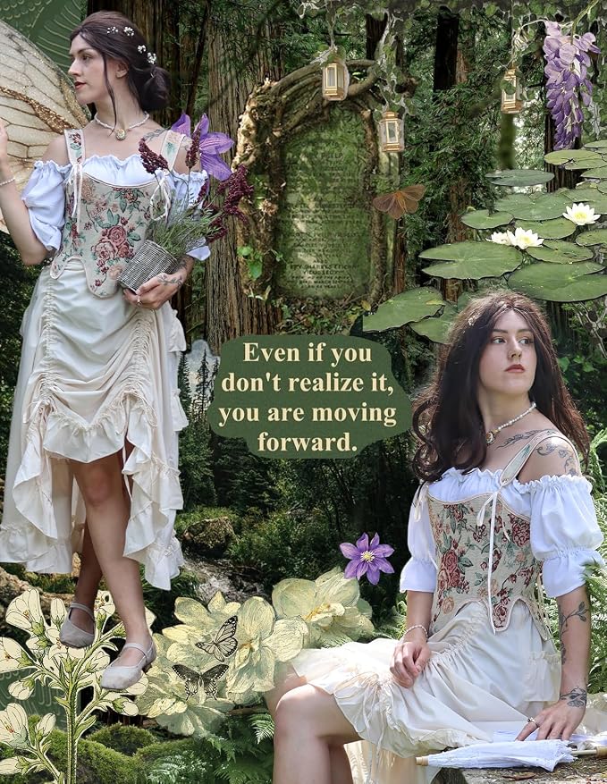SCARLET DARKNESS Bustier Tops for Women Renaissance Floral Lace Up Bodyshaper - Image 2