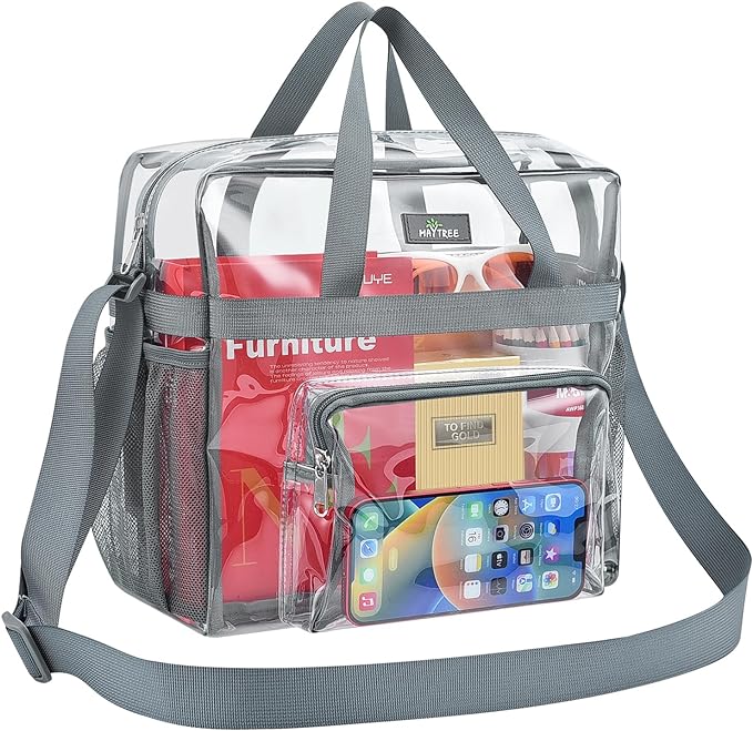 MAY TREE Clear Bag for Stadium Events 12×6×12 Clear Tote Lunch Bag by MAYTREE
