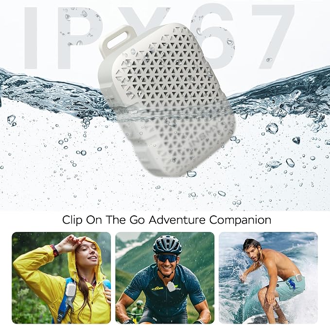 INSMY Wearable Bluetooth Speakers, IP67 Waterproof, Clip-On Portable Small - Image 2