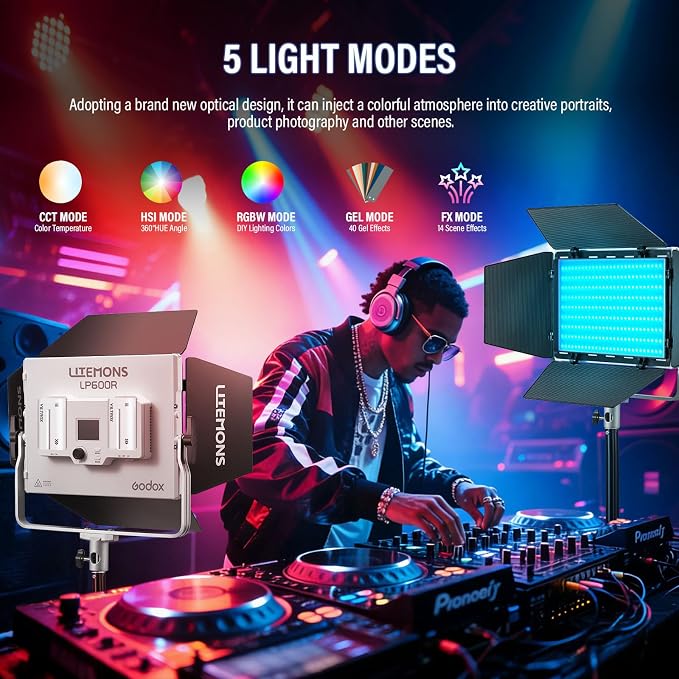 Godox LP600R 60W RGB LED Light Panel 2-Light Kit, Light Stand, Carrying Case - Image 2