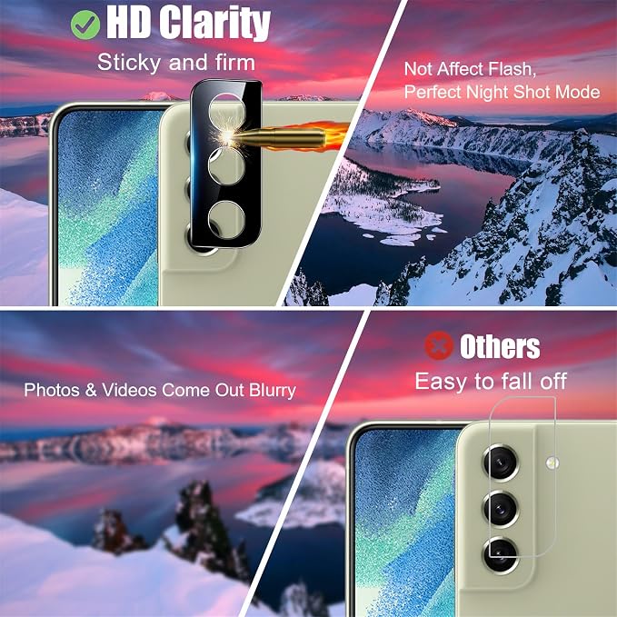 Galaxy S21 FE Screen Protector and Camera Protector, Tempered Glass Screen - Image 3