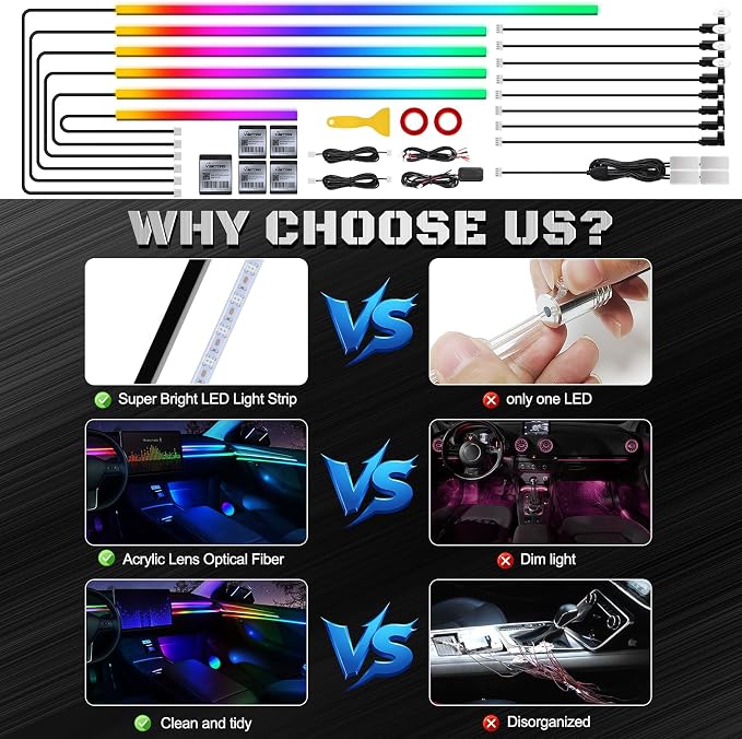 Dreamcolor Acrylic Interior Car LED Strip Light - Image 5