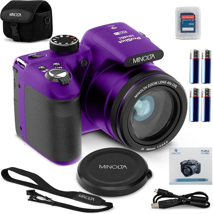 Minolta MN40Z 20MP Digital Camera – 40x Optical Zoom, 1080p FHD Video, 3.0" LCD by Minolta