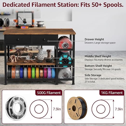 3D Printer Stand with Storage, 3-Tier Heavy Duty 3 D Printer Table Shelf with 2 - Image 7