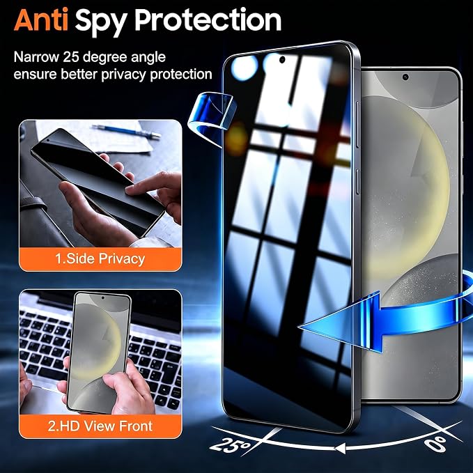 2 Pack for Samsung Galaxy S24 Privacy Screen Protector, 2 Pack Camera Protector - Image 3