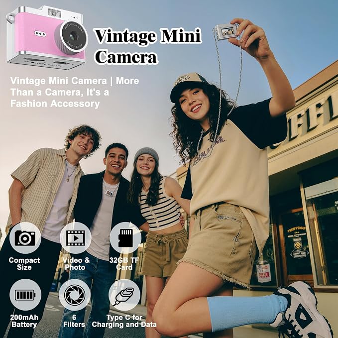 Mini Keychain Digital Camera 1080P, Ultra-Portable Small Retro Camera 32GB Card - Image 2
